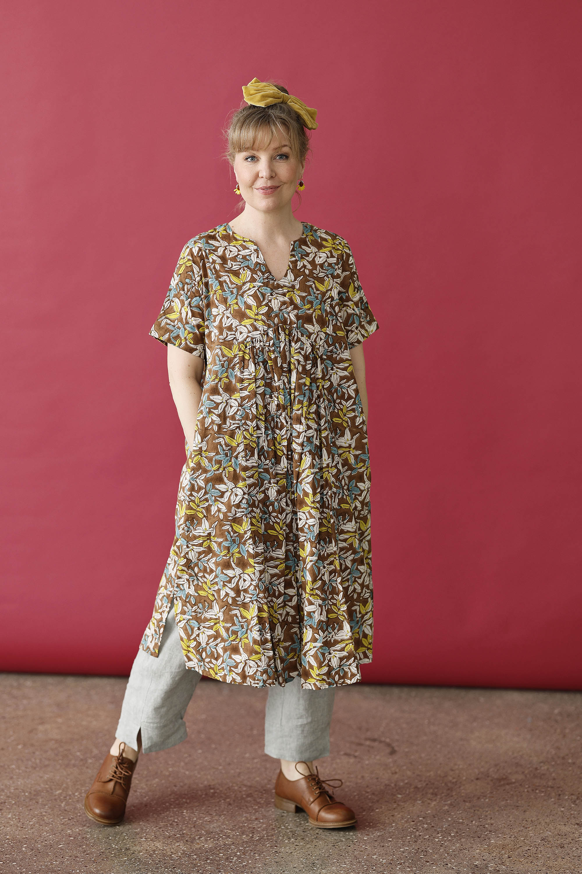 Brown floral dress from Zen Ethic