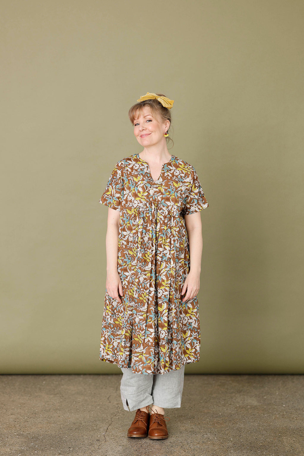 Brown floral dress from Zen Ethic